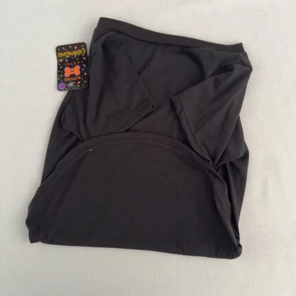 Wanna Hang Dog Shirt Halloween Pet Tee Size XL Black Bat Design Buttons and Bone - Picture 6 of 7